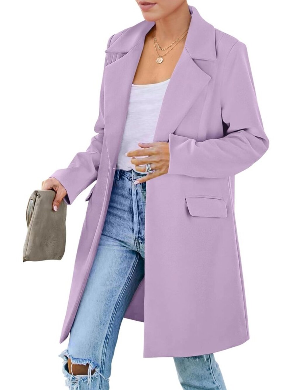 Chic Women's Long Blazer Jacket - Business Casual Outerwear for Stylish Looks